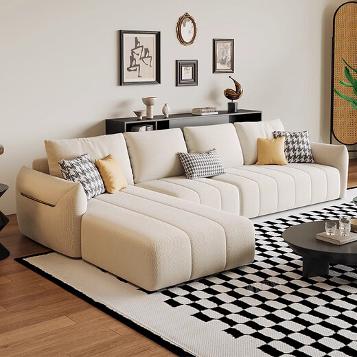 Jian Xin Stoffsofa Chenille Modernes einfaches Sofa Wohnzimmer kleines und mittleres Apartment Drei-Personen-Konkubine-Ecksofa 826