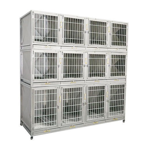 HKML double-layer stainless steel dog cage, hospital cage, small dog multi-layer mother-in-law cage, display cabinet, pet supermarket, hospital foster care cage, three layers, 10 doors, 200*75*200cm (heightened and widened). Previous New foster care cage (steel plate + steel rod)