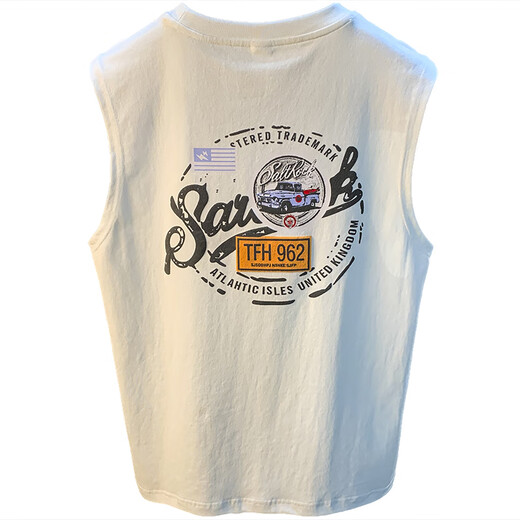 
Qianji (QIANJI) American loose vest men's summer trendy printed sleeveless heavy vest casual sports sweatshirt white [HJ9906-1] XL suitable for 124-140Jin [Jin equals 0.5 kg]