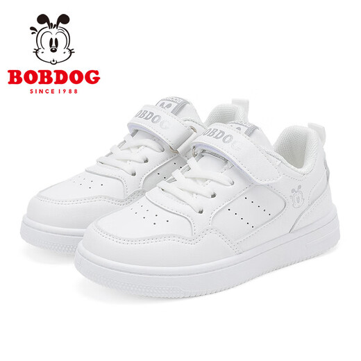BOBDOG boys' shoes soft sole breathable children's sports shoes perforated low-top sneakers 101531030 white 30