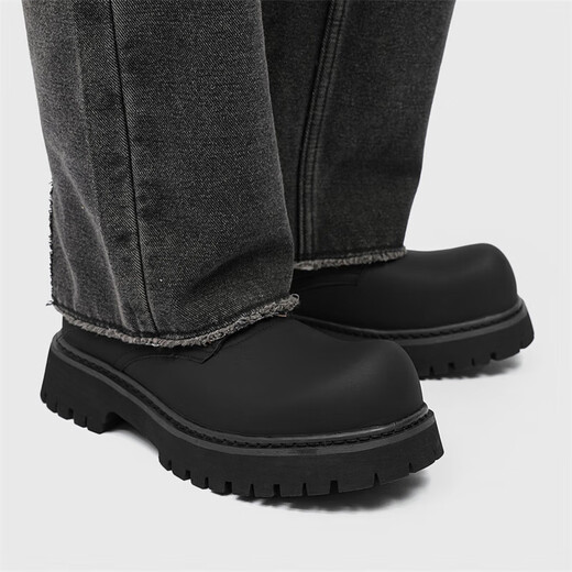 Bo Na Ling Derby Shoes Men's Leather Shoes Heightened Black Martin Boots Low-top British Style Sports Big Toe Men's Casual Leather Shoes Business Carbon Black Casual Leather Shoes Matte Surface 40 (It is recommended to take one size smaller)