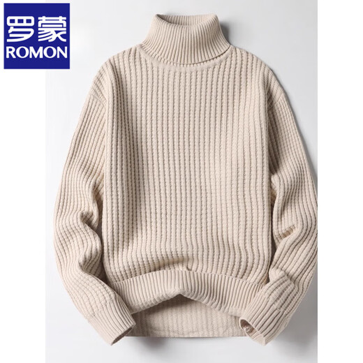 罗蒙（ROMON）高领毛衣男秋冬新款加厚韩版潮流套头保暖高端打底针织衫线衣 黑色 XL/175