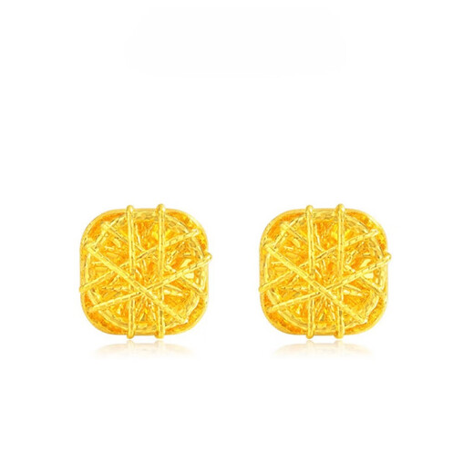 QMXD Vietnamese imitation gold brushed small sugar cube earrings for girls 2025 new style small fresh and high-end earrings for women sugar cube earrings