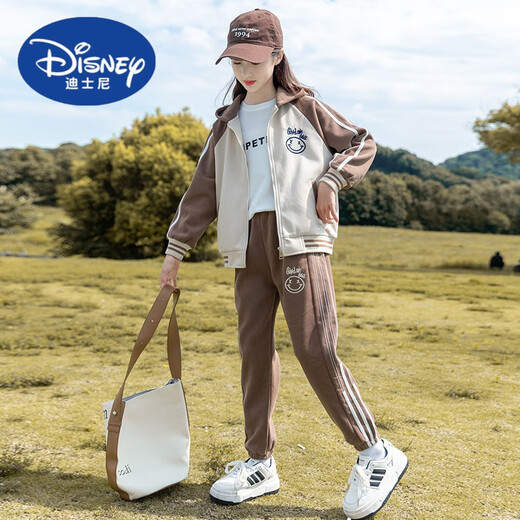 Disney girls autumn suit 2024 new Korean style fashion children's autumn sportswear baseball suit two-piece set BQ1391 pink 160cm