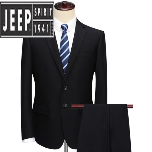 JEEP SPIRIT Men's Suit Suit Men's 2022 Spring and Autumn Business Formal Suit Korean Version Slim Dress Groom Black Slim Korean Version Center Open 165A