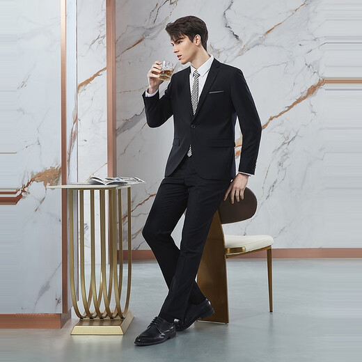 Siete marcas de la marca 25 hombres de primavera y verano ropa formal Formal fácil de hacer entrevista de collar plano chaqueta de traje 126JC70760 Negro 48 B