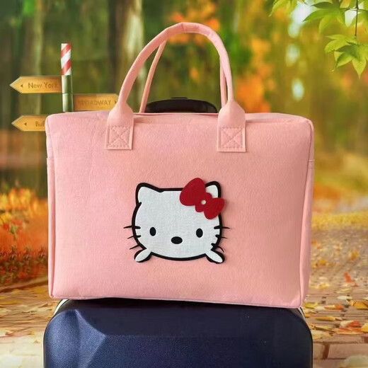 京东物流 收纳包卡通旅行包可爱化妆手提包学生住校大容量行李包 粉色kt猫【旅行包】