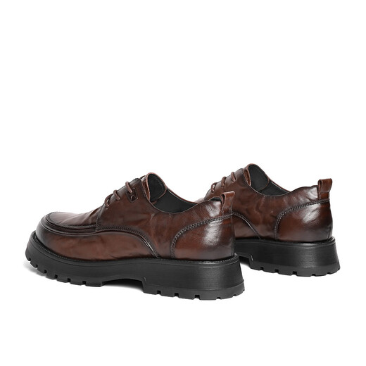 Belle pleated business shoes for men's new genuine leather thick-soled formal lace-up leather shoes A1422AM4 pre-sale Brown-Single 43 (265mm)