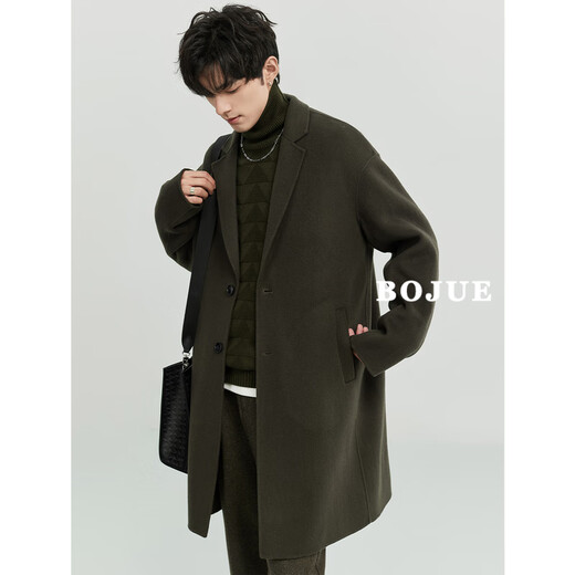 Earl Zoer [Clairing Up] Bolitiat en laine de banlieue Mabinement en laine double face pour le manteau de laine de la longueur et de la version coréenne d'hiver pour hommes p341327 Forest Green M