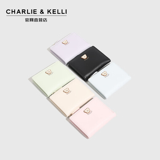 CHARLIE & KELLI品牌 CK轻奢包包女包2025新款卡通小熊钱包女士零钱包卡包 浅蓝色【七夕实用礼物】