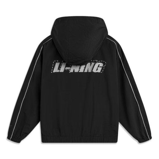 李宁（LI-NING）风衣外套男女同款荷叶防泼水防晒服夏季薄款户外反光夹克外套 黑色【锦纶UPF50+】AFDU695-1 M