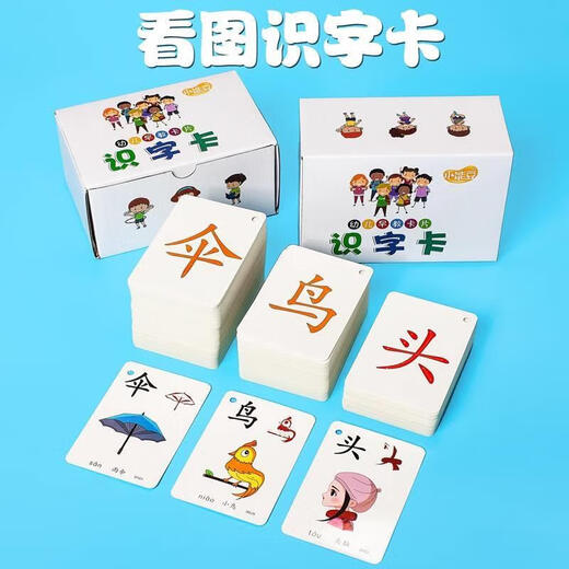 幼儿识字卡片1300字早教绘本子集阅读书启蒙认字闪卡同步Appa 【全套加厚6盒装】1-1500张象形