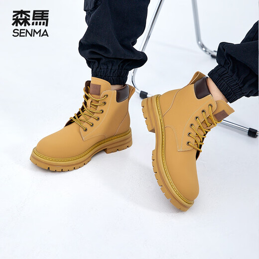 Semir Martin Boots Herbst Herbst Neue dickdelste wasserdichte Wanderschuhe High-Top Retro Britische Schnee Rhabarber-Kampfstiefel Männer Curry Gelb (Männerstil) 40