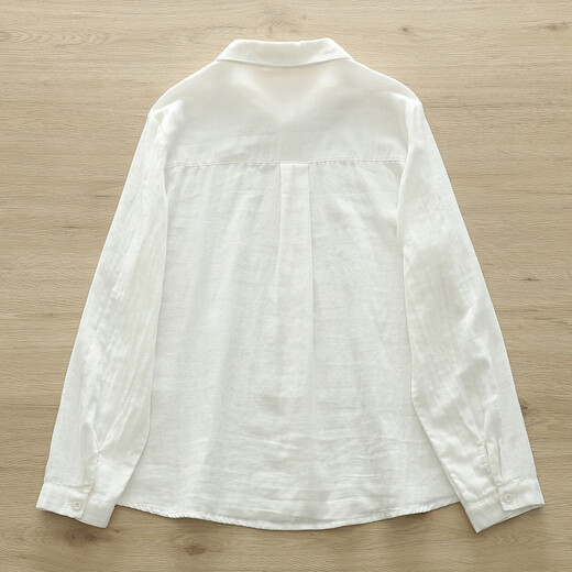 Nuanqiao cotton double-layer cotton gauze white shirt women's long-sleeved spring and autumn loose French embroidery small fresh and sweet cotton shirt white M (115-130Jin Jin equals 0.5 kg)