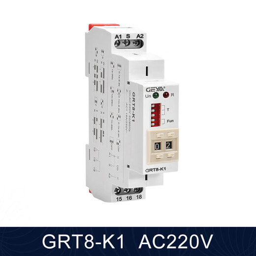 Geya AC 220V digital display high-precision dc24V power-on delay time relay GRT8-K 1 open 1 close AC/DC12240V