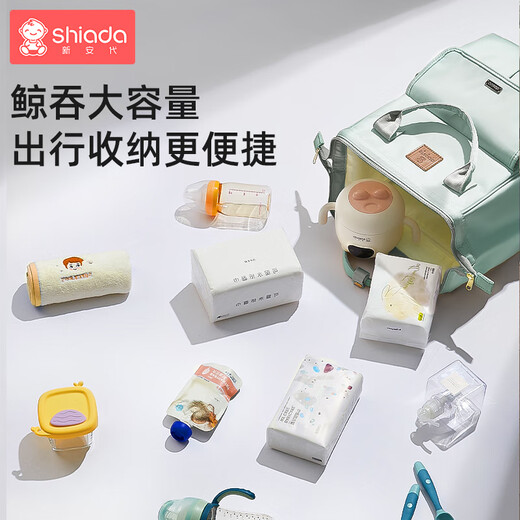 新安代妈咪包母婴包婴儿外出旅行超大容量多功能双肩背奶包奶爸手提包 【时尚款】碧海蓝