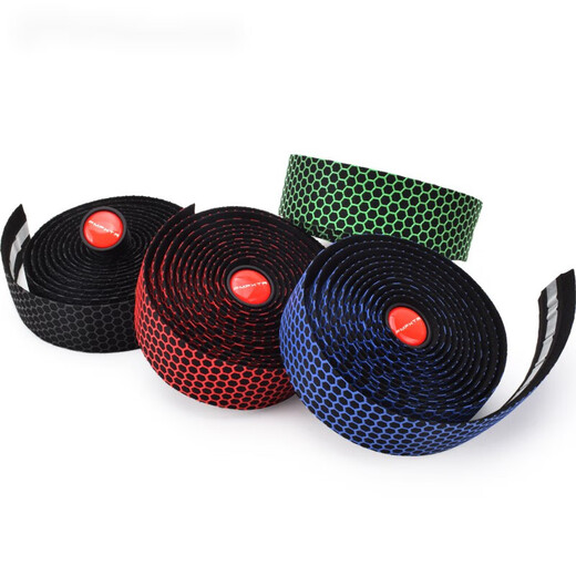 Sanzhongdui (sanzhongdui) road handlebars with bicycle curved handlebars, non-slip silicone elastic straps, handlebar wraps, handlebar accessories, honeycomb silicone handlebar tape - black