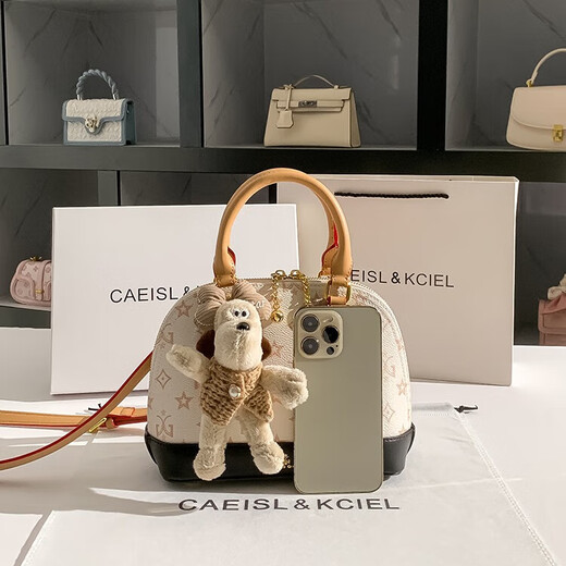 CAEISL & KCIEL小&ck2025新款包包女包时尚斜挎包休闲手提贝壳包送女友礼物 白拼色