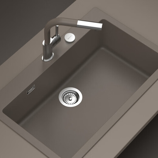 SCHOCK Third Generation Kitchen Sink German Granite Large Single Sink Vegetable Basin Signus N-100XL with Desktop Control Magma Magma Black