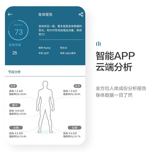 香山八电极体脂秤 体重秤电子秤人体家用称重体重计 多项身体数据监测 纯白-八电极精准