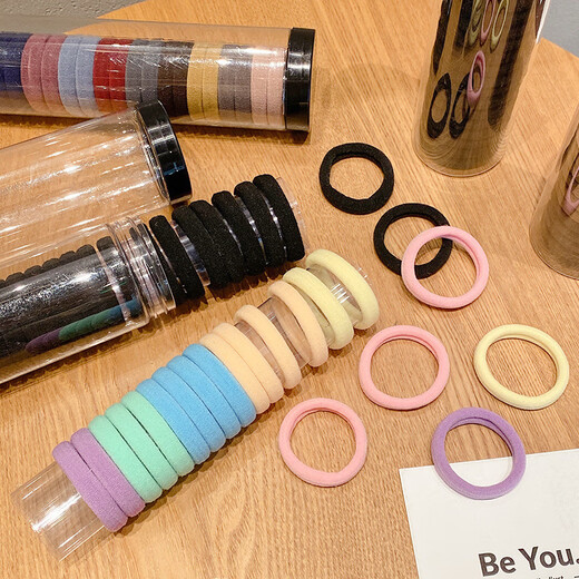 Garen times hair band, high elasticity, seamless and durable, ponytail rubber band, Korean style headband for women, simple mixed color thick leather headband, black 2 barrels, 20 pieces/barrel