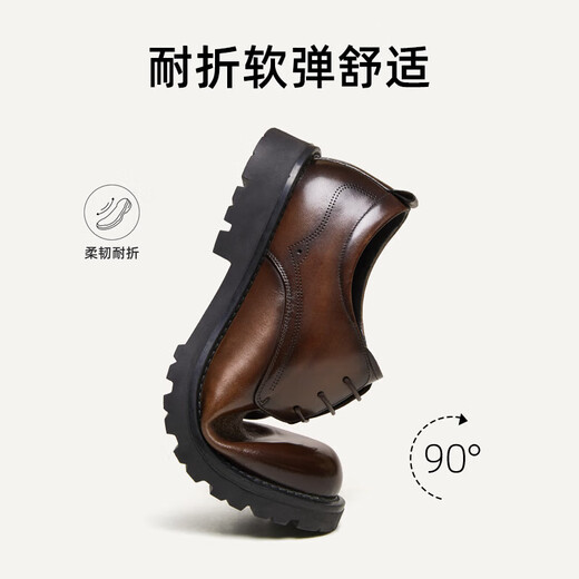 骆驼（CAMEL）2024春季新款光面正装牛皮男鞋舒适宽楦新郎结婚商务皮鞋男 G14S213070 棕色 41