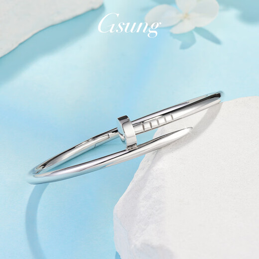 GsunG platinum bracelet for women new model PT950 nail bracelet with opening personality and fashionable platinum bracelet for men and couples. PT950 bracelet is about 30 grams. Pre-order