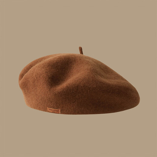 LeCali Beret Women's Autumn and Winter Retro Imitation Wool Solid Color Hat Face Revealing Little Versatile Painter Hat Japanese Pumpkin Hat Brown