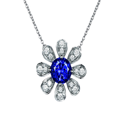 COASZE Tanzanite Necklace 18k Gold Inlaid Diamond Colored Gemstone Necklace for Wife and Girlfriend Tanzanite Necklace