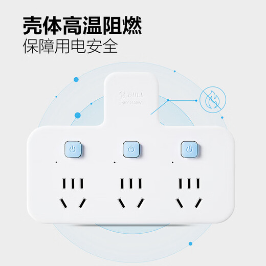Bull socket converter plug wireless plug strip usb multi-function socket/one-turn multi-protection door/extension converter/suitable for bedroom and kitchen one-turn three-pin split control switch blue and white GN-98033