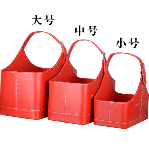 Huixiang Storage Basket Leather Gift Basket Portable Basket Fruit Red Wine Gift Basket Gym Personal Training Special Large Tool Basket Black 0113 Medium Size