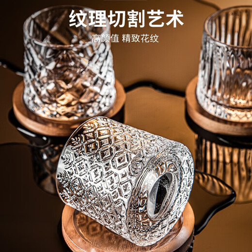 FANKAQI crystal glass whiskey glass, wine glass, brandy spirit glass, juice glass set with wooden tray