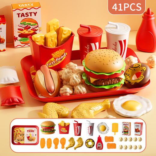 Simuliertes Einkaufswagen Kinderhausspiel Spielzeug Obst und Gemüse Burger 3-6 Jahre altes Kindertagsgeschenk