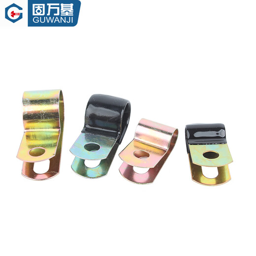 Guwanji iron galvanized single tube clamp Q686F4 dip plastic R-type spring oil pipe clamp line card fixing wire metal clip iron color zinc-D12 (10 pieces)