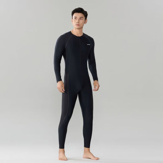 Segru men's wetsuit swimsuit long-sleeved adult sun protection swimsuit full body one-piece trousers snorkeling surfing large size swimsuit black 07 L