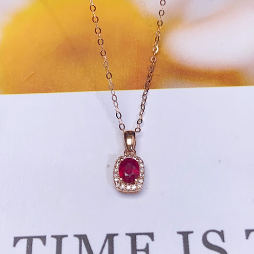 Iba 0.35 carat pigeon blood red ruby pendant 18K gold inlaid with colored gemstones necklace as a birthday gift for girlfriend 0.35 carat single pendant free silver necklace in stock