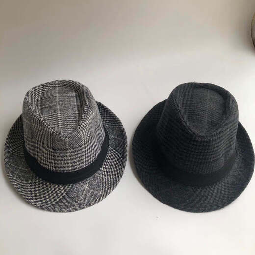 ESQTJF Hat Men's Autumn and Winter Hat Middle-aged and Elderly Jazz Hat Dad Woolen Hat British Xu Wenqiang Retro Gentleman Hat Solid Color Woolen-Black Adult Style 58cm