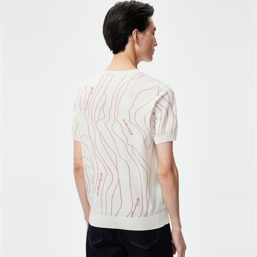 Jinba men's autumn and winter fashion short-sleeved red earth Yi style wool T-shirt | FTTR3527 white XS