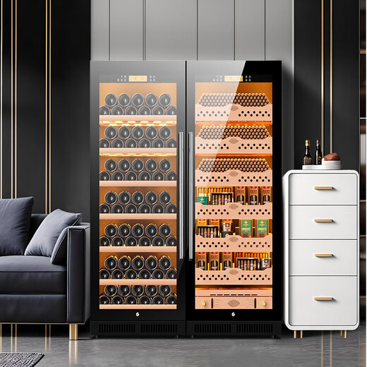 CIGARLOONG CL-120C1 Intelligent Constant Temperature and Humidity Cigar Cabinet Constant Temperature Red Wine Cabinet Negative Ion Ammonia Purifier WiFi Remote IoT Frequency Control Large Capacity Double Door Cigar and Red Wine Double Cabinet Wood Grain Red Cedar Wood Cigar and Red Wine Style WiFi + Purification Ammonia + Constant Temperature and Humidity