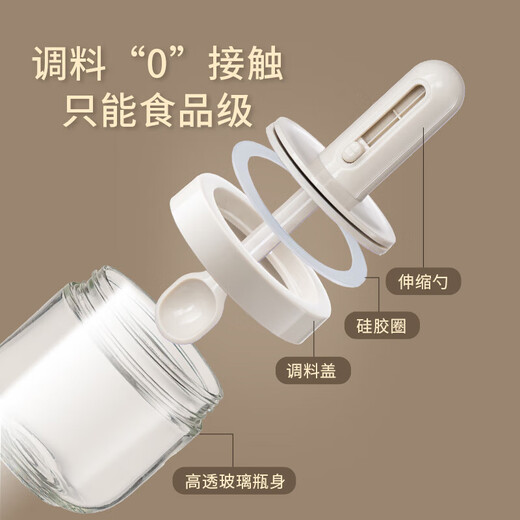 Bear seasoning box kitchen seasoning storage container retractable spoon seasoning salt seasoning jar sealed and moisture-proof single-piece CX-W0080 P01