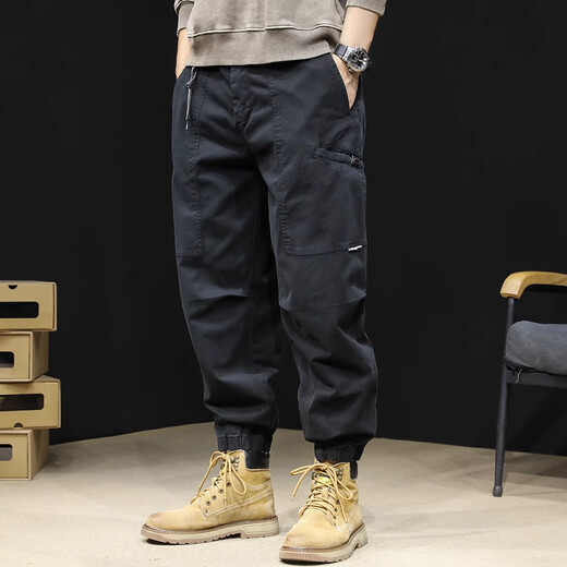 JEEP SPIRIT吉普春季潮牌工装裤男2025新款宽松哈伦男士休闲裤弹力束脚裤子男 22116军绿秋季厚款 XL 适合160-175斤