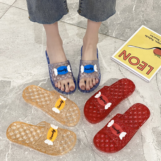 Dong Yixuan Summer Summer pour les femmes Home intérieur salle de bain Plastique Plastique non glissée à l'extérieur Crystal transparent Sandales de grande taille Sole pour femmes Bleu Sky Blue 38 Convient pour 37 pieds