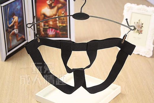 Men's sexy underwear for gay men with hanging rings, double thongs, open crotch, butt lift, revealing penis, PP, black, double-butt front hanging rings, size L 2.62.9 feet