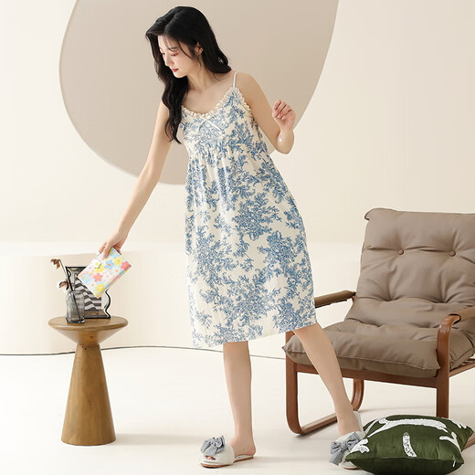 Catman Yunduo Cotton Pyjamas Damen-Hosenträger Nachthemd ohne Sinn für Brustpolster und Anti-konvexe Punkte im Sommer kann neuer Stil im dünnen Sommer getragen werden [Yunduo Cotton + Brust Pad] 6626 XL [Gewicht 120-140jin [Jin gleich 0,5 kg]]]