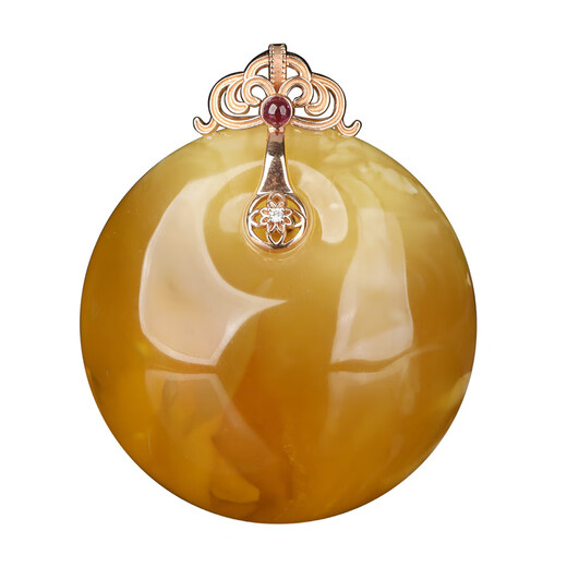 OUCERNY beeswax pendant 18k gold natural full honey chicken fat yellow safety buckle pendant pendant evil collector grade orphan natural orphan one thing one certificate one shot about 30.8g