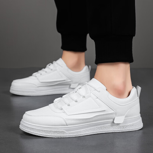 
Wang Zhibu solid color white board shoes 2025 student sports shoes men's spring and autumn new casual shoes thick sole height-enhancing white shoes 1105 white 42
