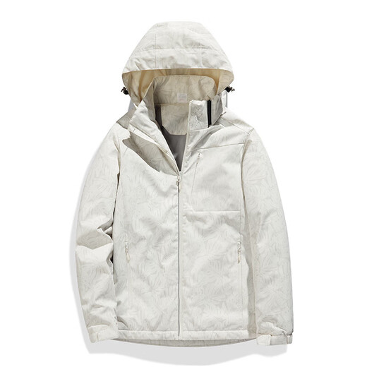 Western Camel VANCAMEL Trench Coat Jacket Women's Plus Fleece Thickened Short Jacket Windproof Warm Jacket Hooded Soft Shell Working Single-layer Shock Clothes 9930S Zi Nipple Powder - Women [Solid Color] 3XL