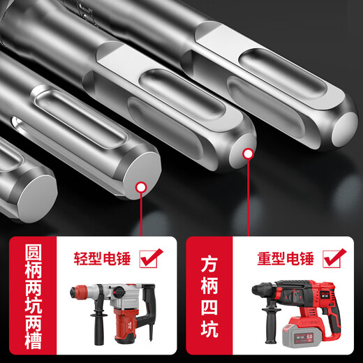 XMSJ Electric Hammer Bohrbohrer Bit rundes Griff quadratischer Griffwand Typ Elektret Block Bit hohe Härte Beton durch Wandlochrotor 12250