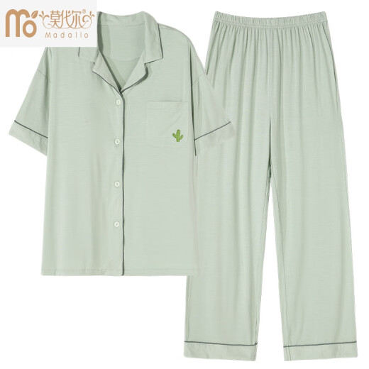 
Modal pajamas with chest pad for women for summer short-sleeved trousers 2025 new cardigan cool home clothing two-piece suit summer NSN12109 M women: