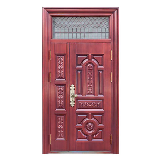 Противоугонная дверь Qinkai с имитацией меди, защитная дверь с фрамугой, вентиляция, входная дверь, стальная дверь, бытовая дверь, красная дверь, бытовая противоугонная дверь, выходная дверь 380/квадрат